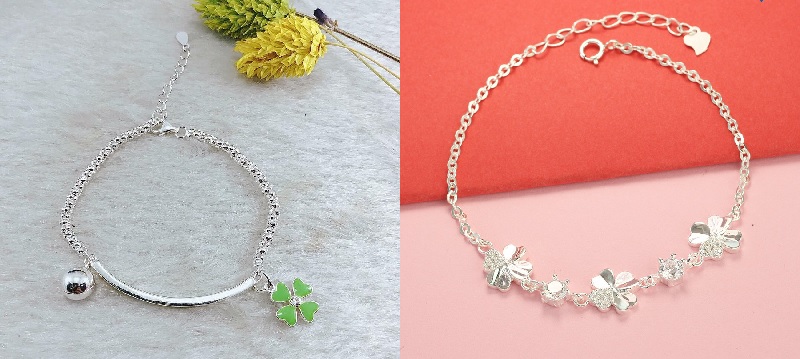 Lắc tay bạc nữ cỏ 4 lá